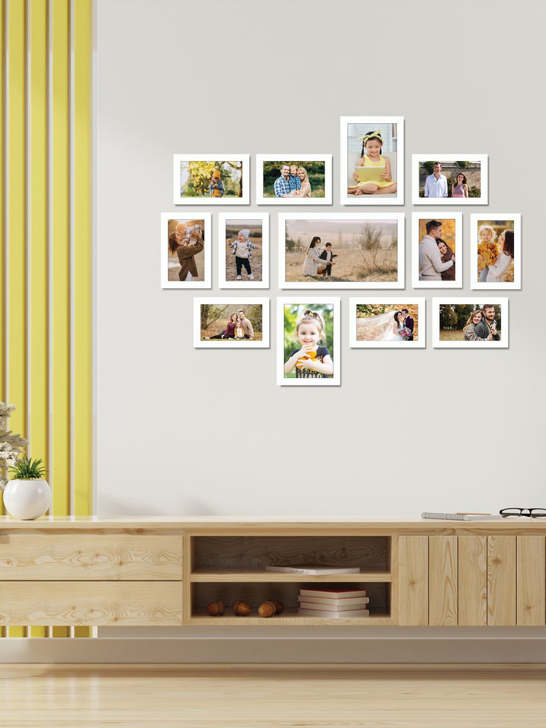 RANDOM Set Of 13 White Solid Individual photo frames Price in India