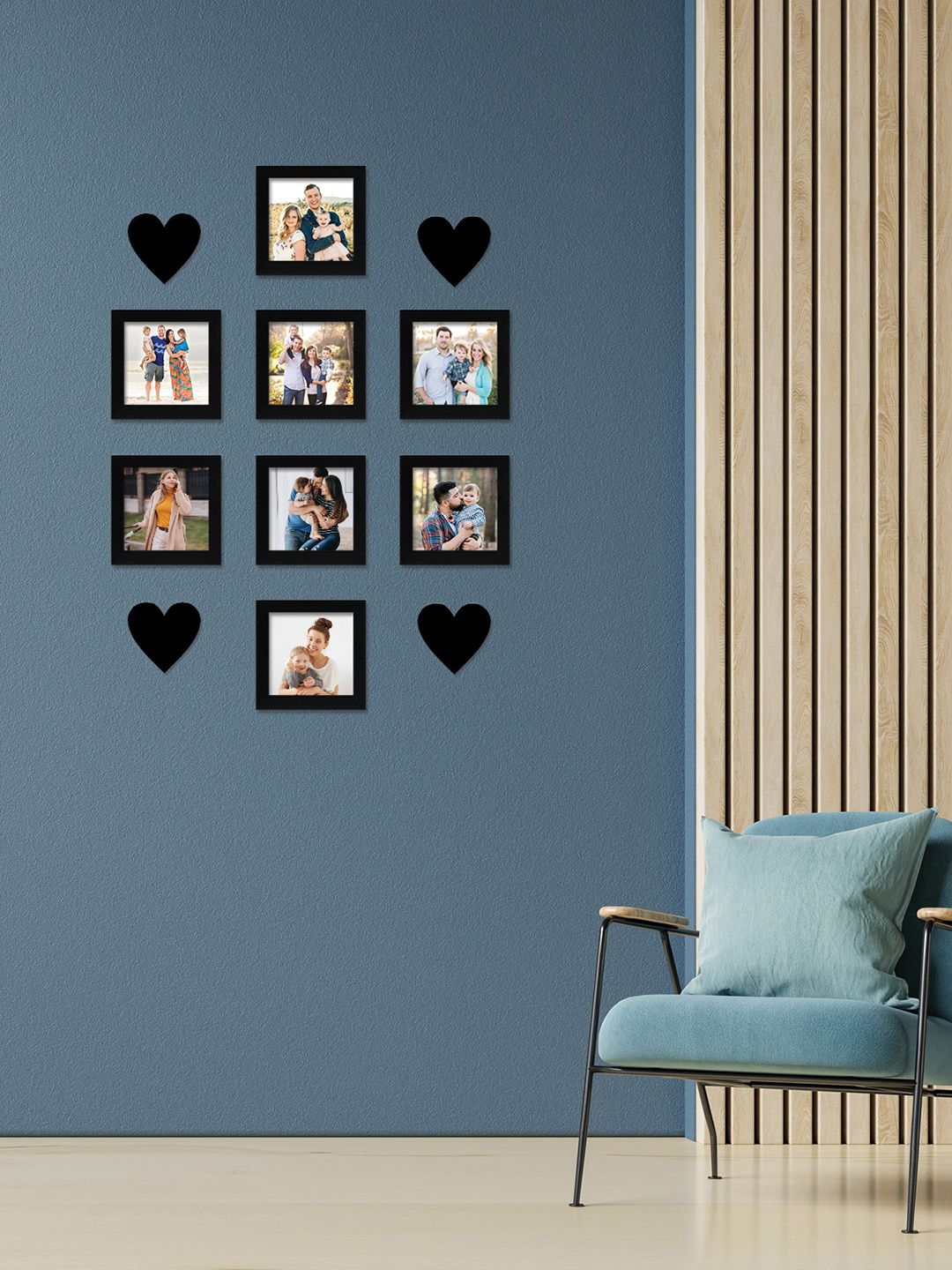 RANDOM Set Of 8 Black & White Wooden Photo Frames Price in India