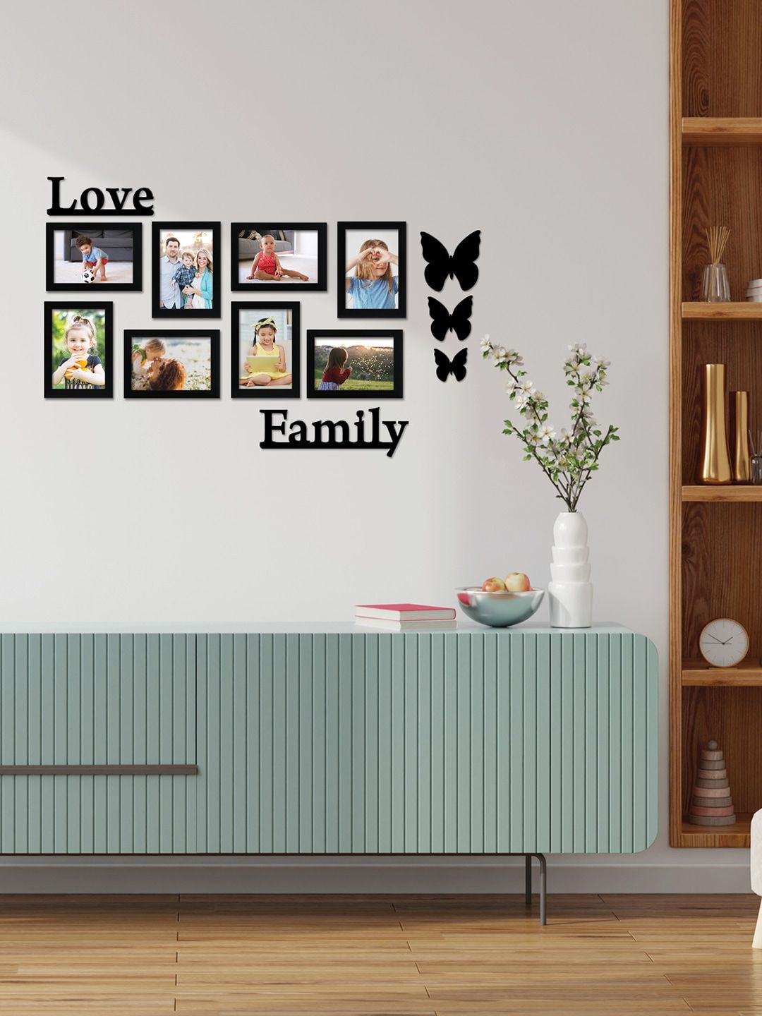 RANDOM Set of 8 Individual photo frames with Love & Family Butterfly Price in India