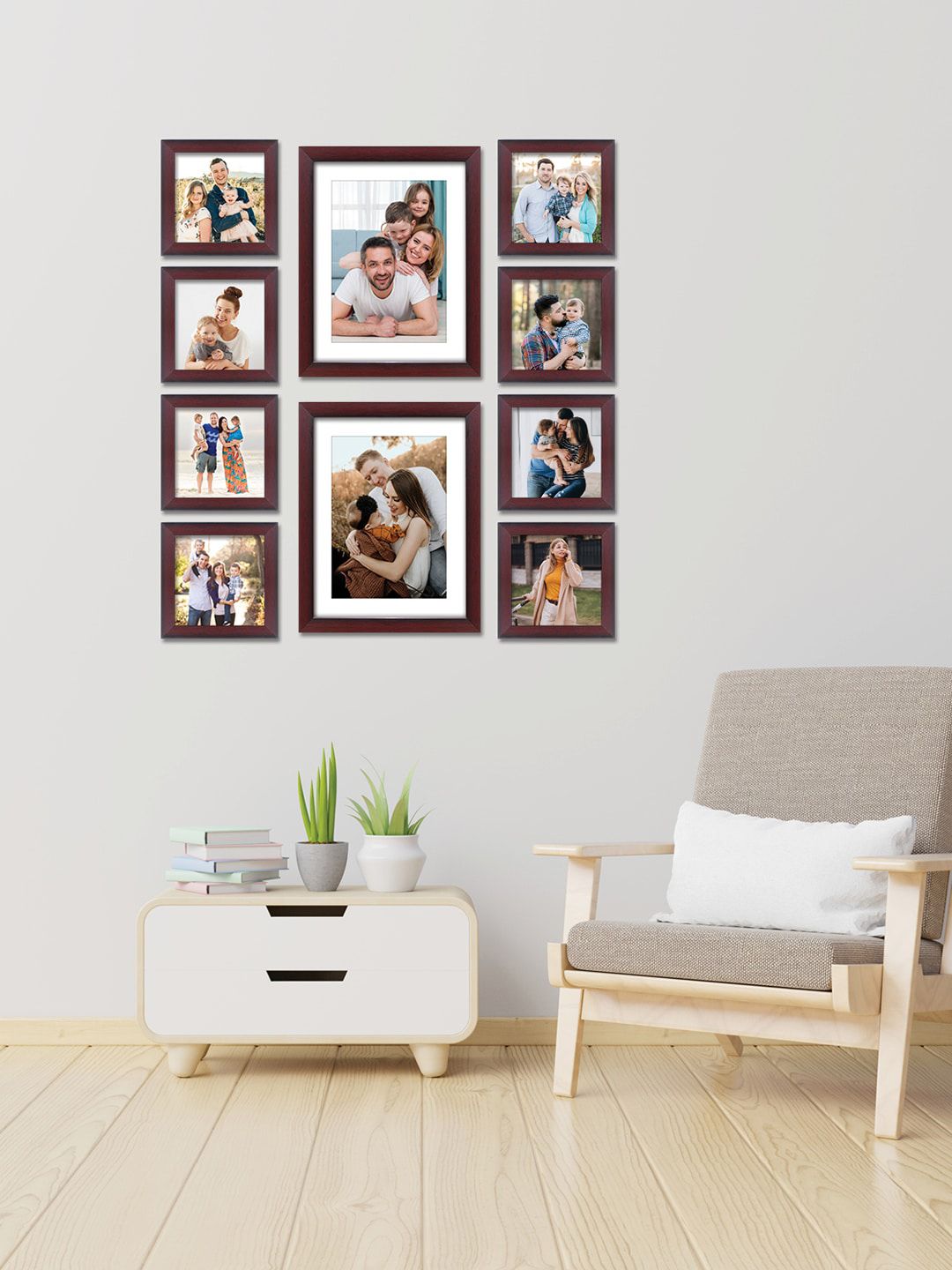 RANDOM Set Of 10 Brown Solid Collage Photo Frame Price in India