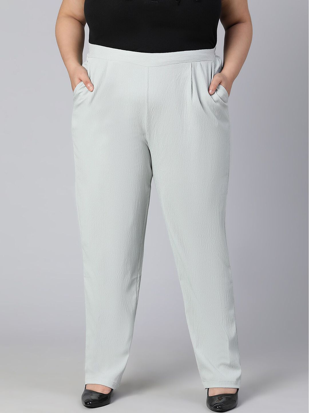 Oxolloxo Women Grey Trousers Price in India