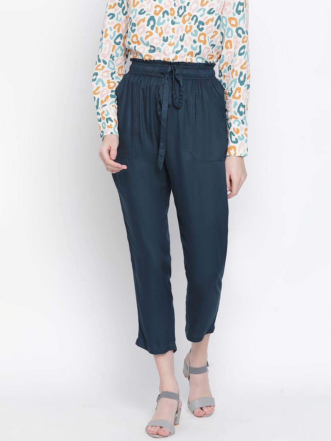Oxolloxo Women Blue Trousers Price in India