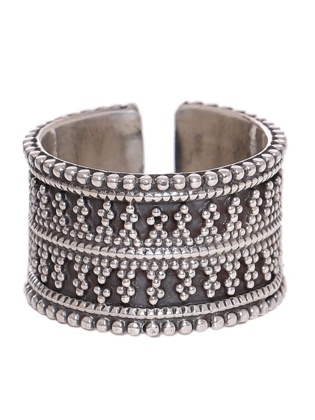 ADORN by Nikita Ladiwala Silver-Toned Geometric Design Finger Ring Price in India