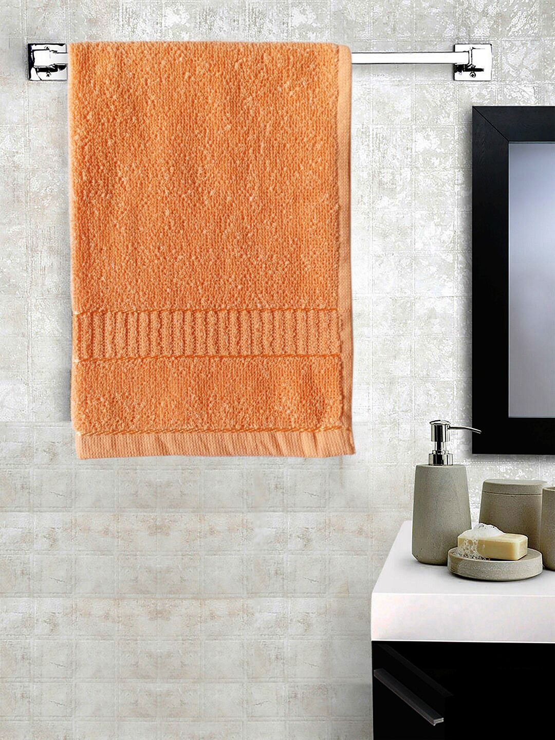 Lushomes Set Of 6 Orange Solid 400 GSM Cotton Hand Towels Price in India