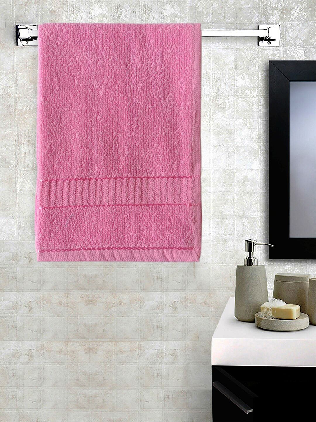 Lushomes Set Of 6 Pink Solid Pure Cotton 400 GSM Hand Towels Price in India