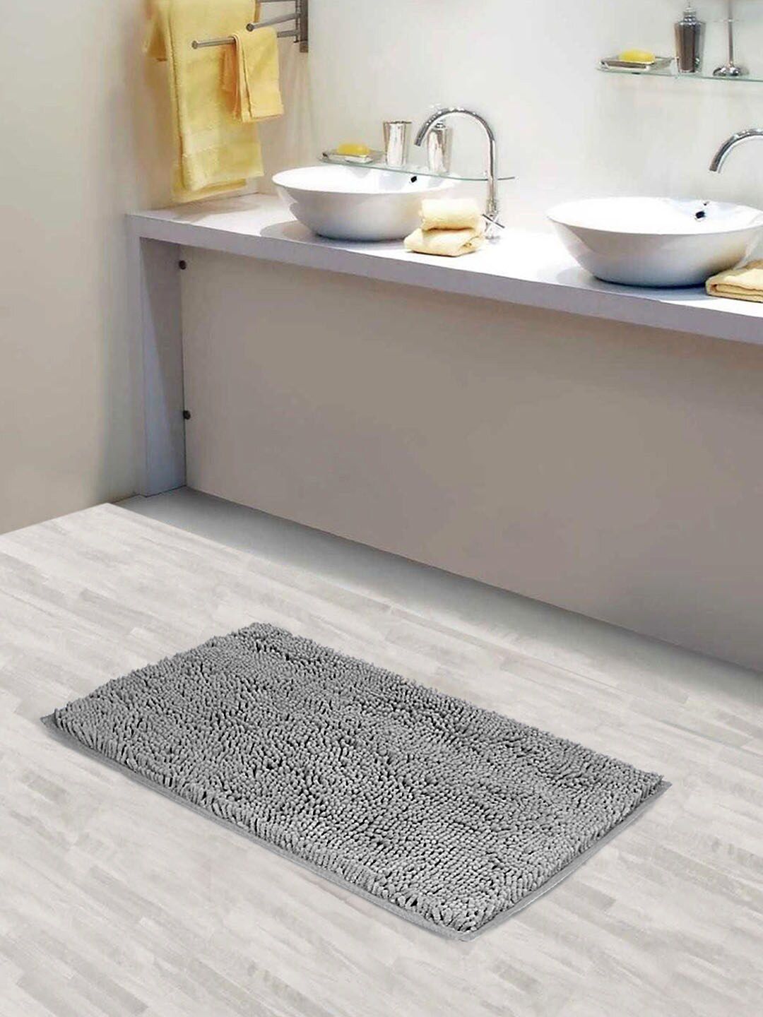 Lushomes Grey Anti-Slip Bathmat with High Pile Microfiber Price in India