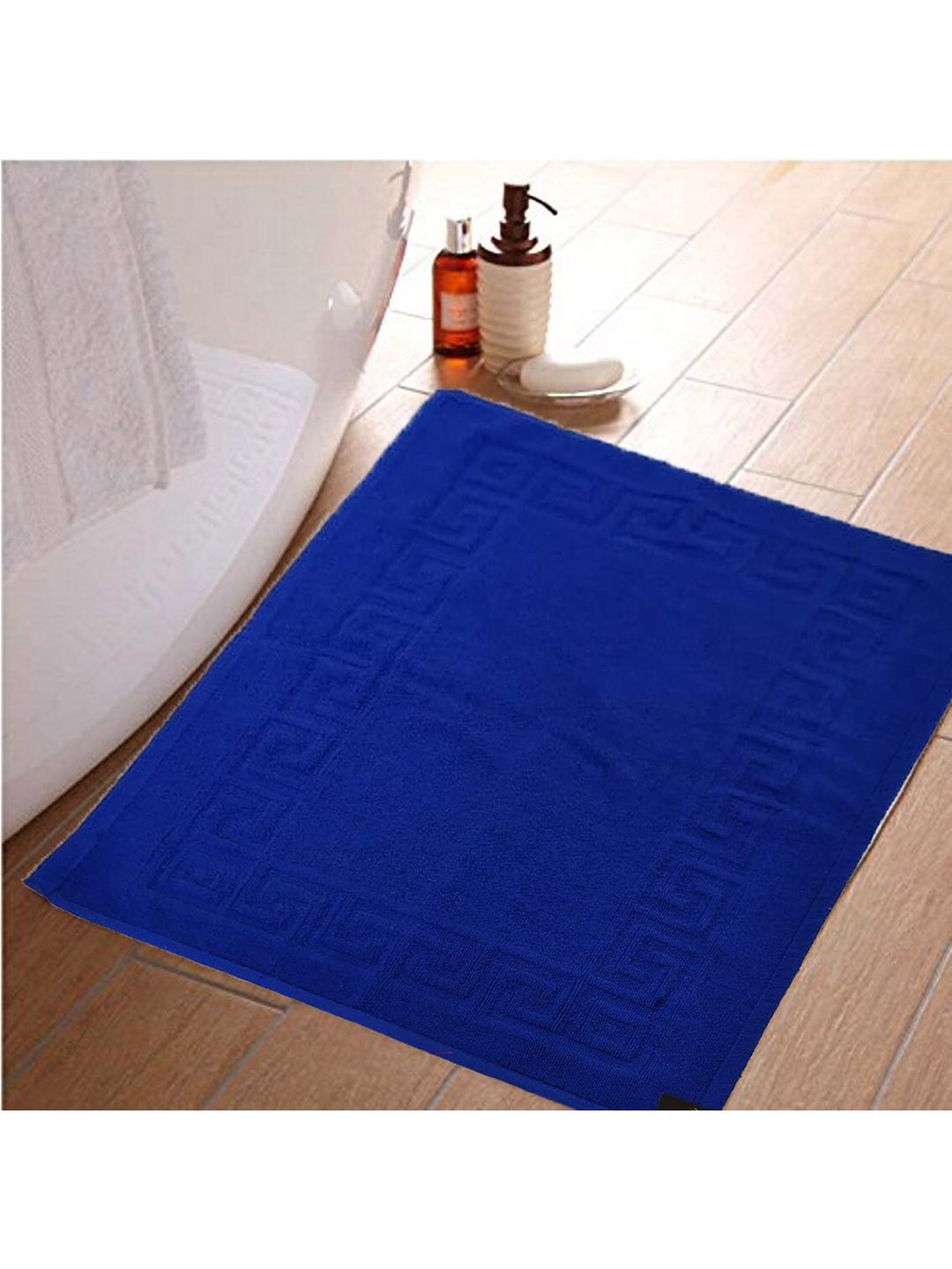 Lushomes Blue Rectangle Bath Rugs Price in India