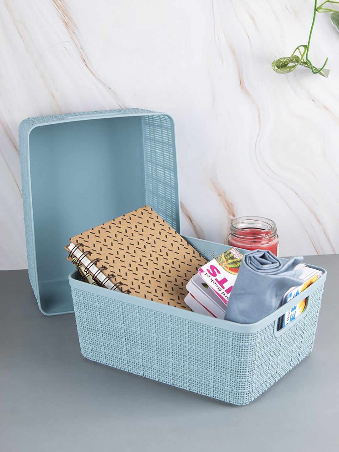 MARKET99 Set of 2 Blue Textured Kitchen Storage Baskets Price in India