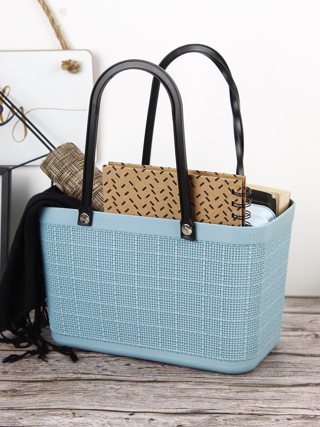 MARKET99 Blue Textured Plastic Basket Price in India