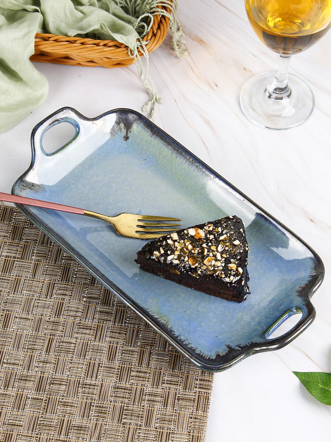 MARKET99 Blue Ceramic Serving Tray Price in India