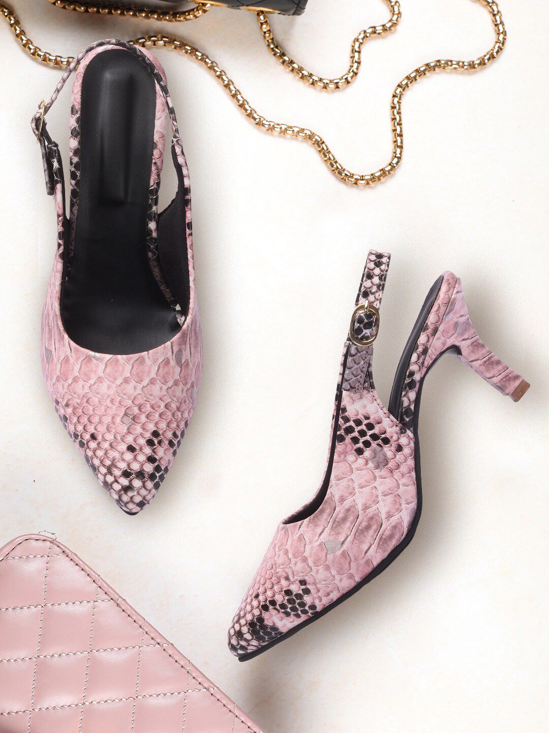 FASHIMO Pink Printed Kitten Pumps Price in India