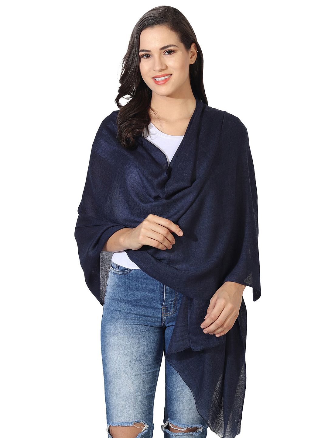 MUFFLY Women Navy Blue Stoles Price in India
