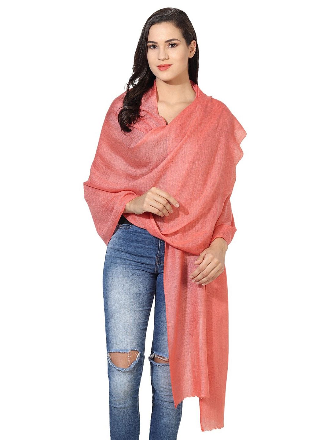 MUFFLY Women Peach Stoles Price in India