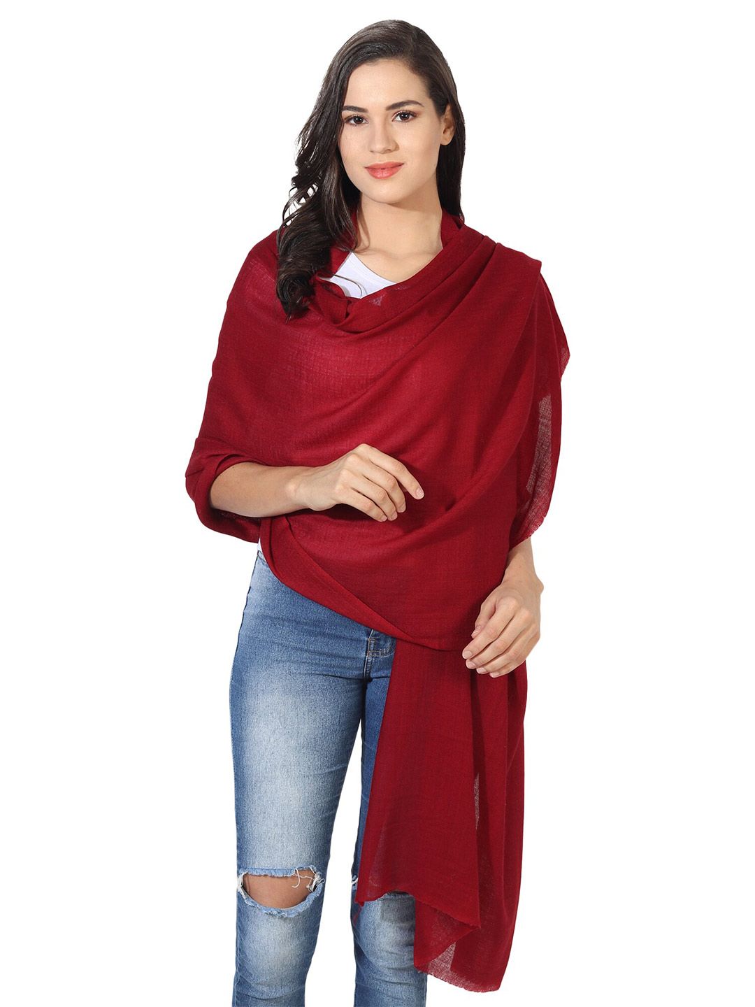 MUFFLY Women Maroon Stoles Price in India
