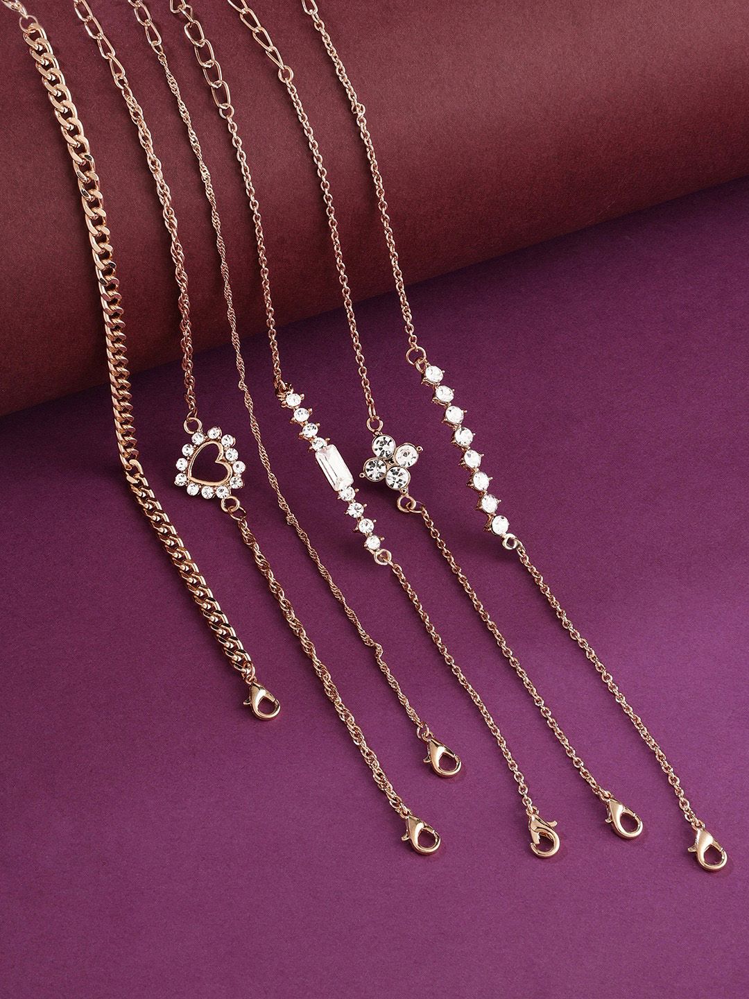 Zaveri Pearls Women 6 Gold-Toned Gold-Plated Wraparound Bracelet Price in India