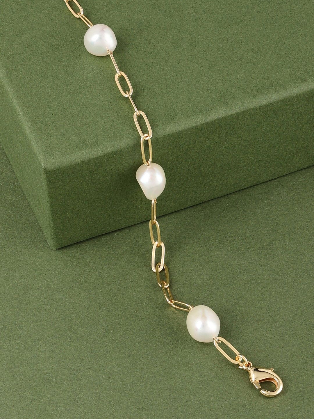 Zaveri Pearls Women White Brass Pearls Gold-Plated Wraparound Bracelet Price in India