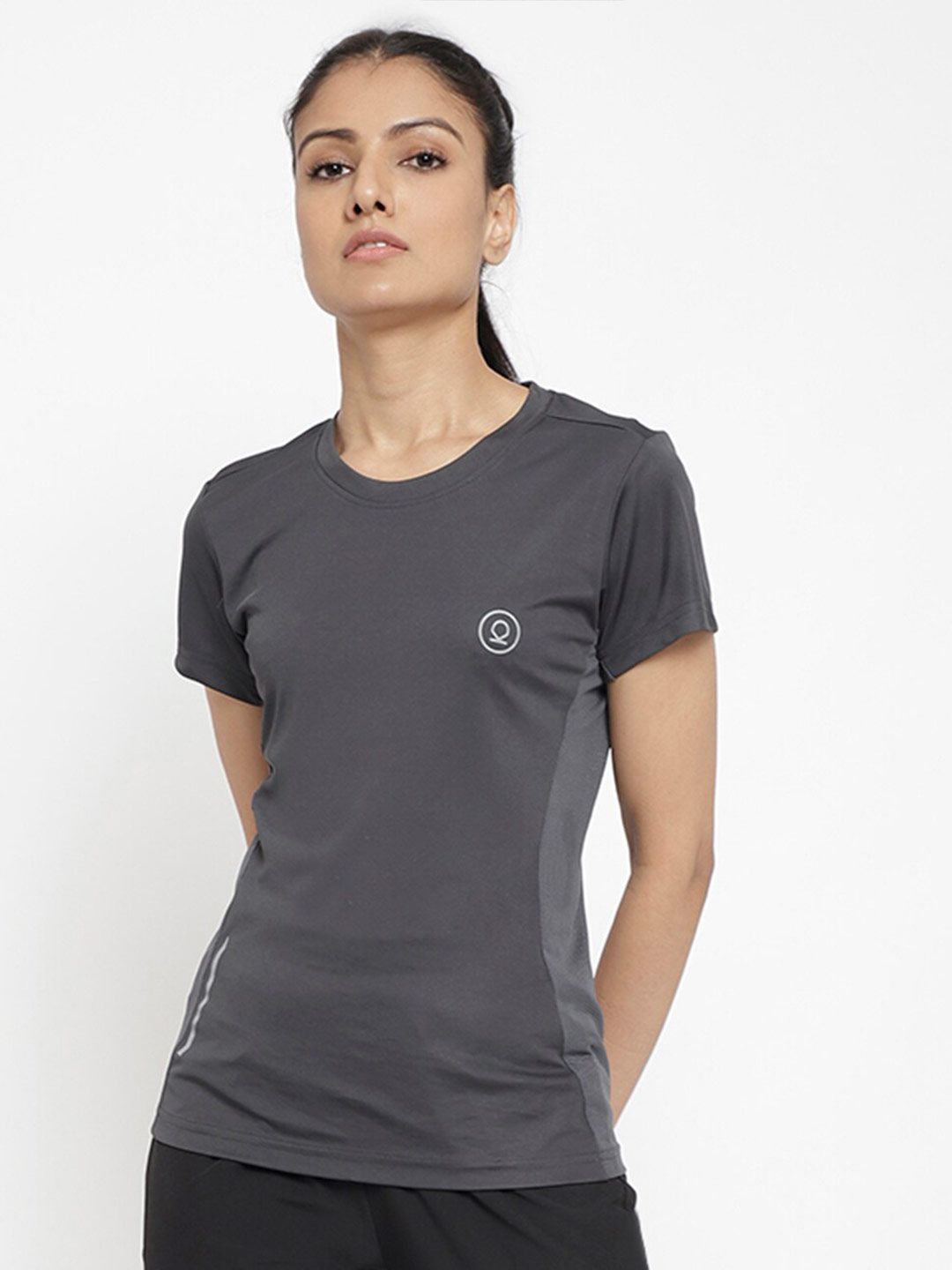 Chkokko Women Grey Melange Sports T-shirt Price in India