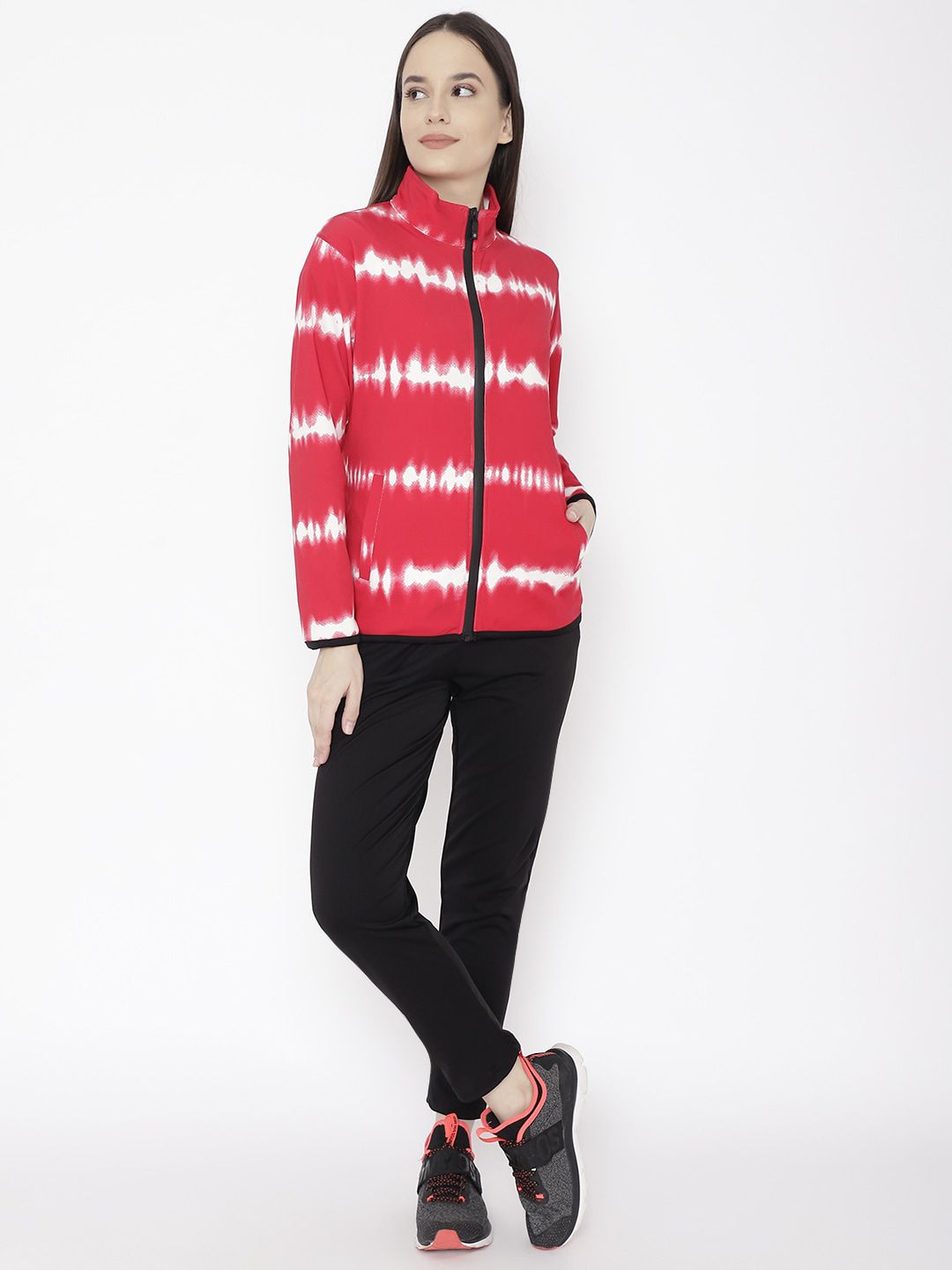 Chkokko Women Red & White Graphic Printed Tracksuits Price in India