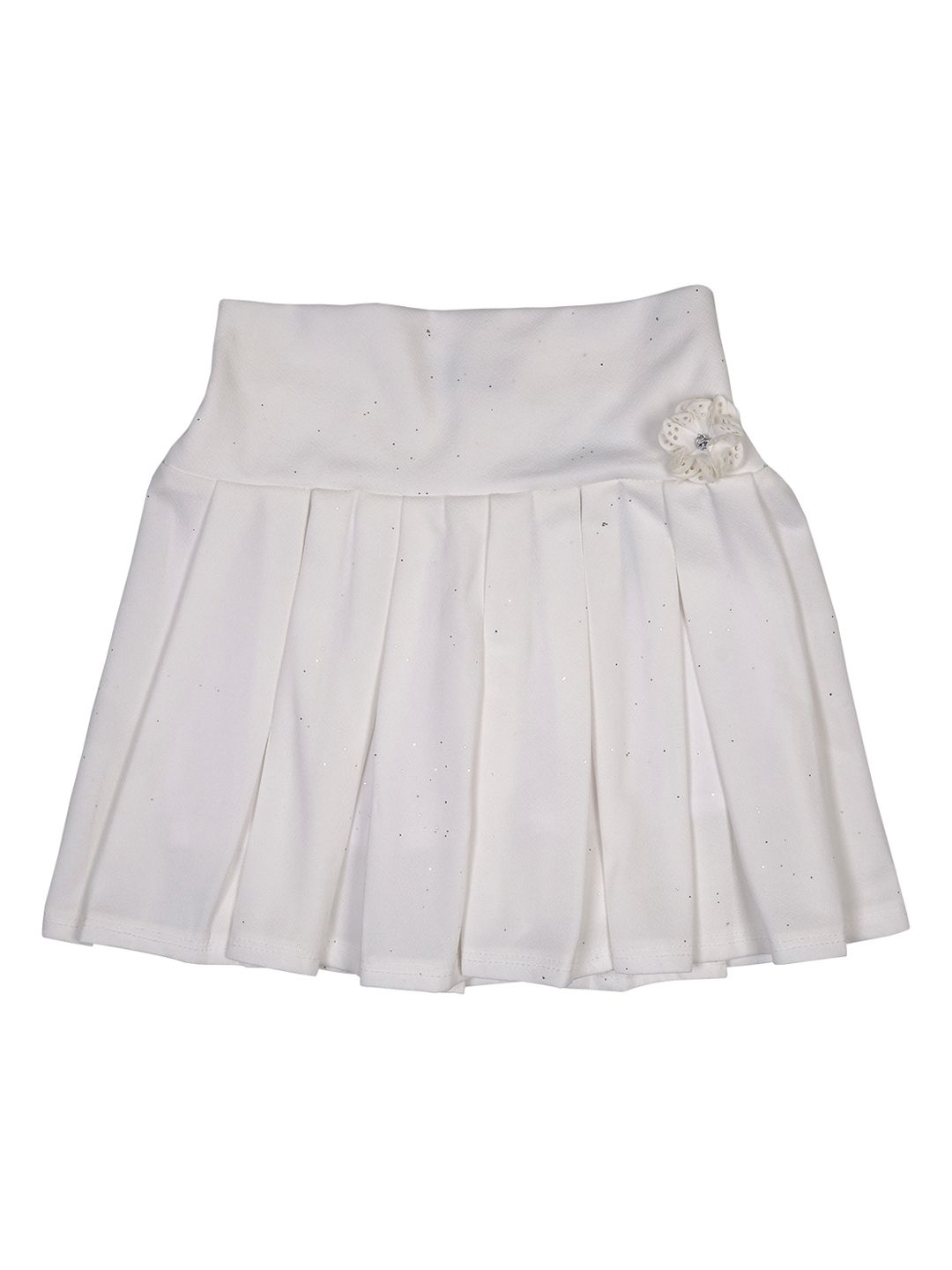 Albion Girls White Solid Pleated A-Line Skirts