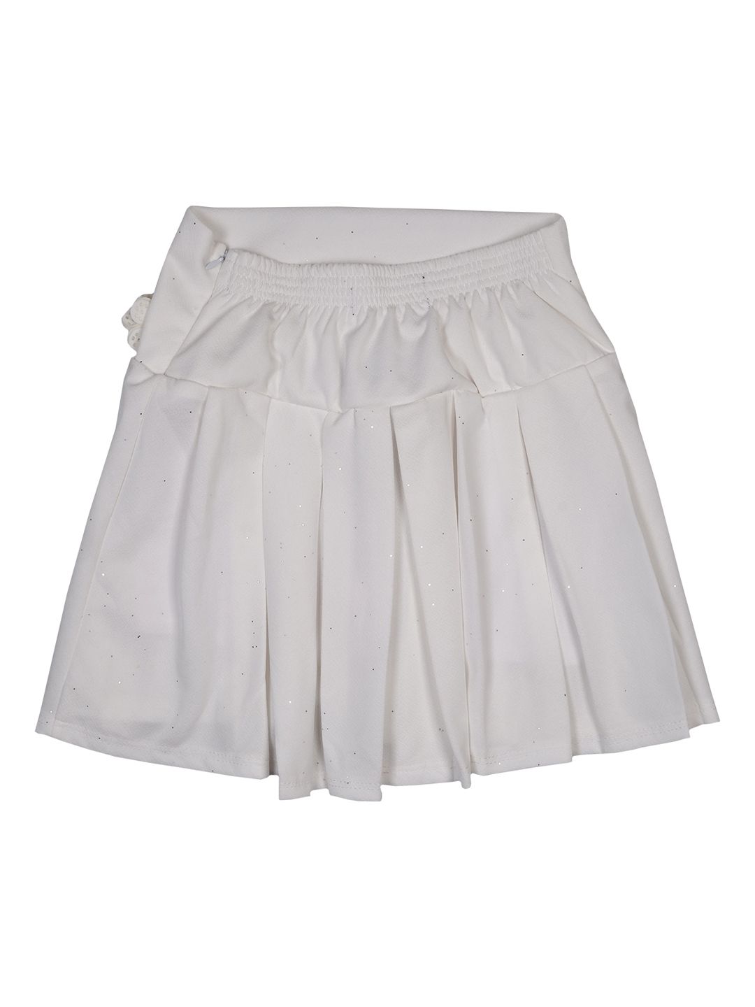 Albion Girls White Solid Flared Knee Length Skirts