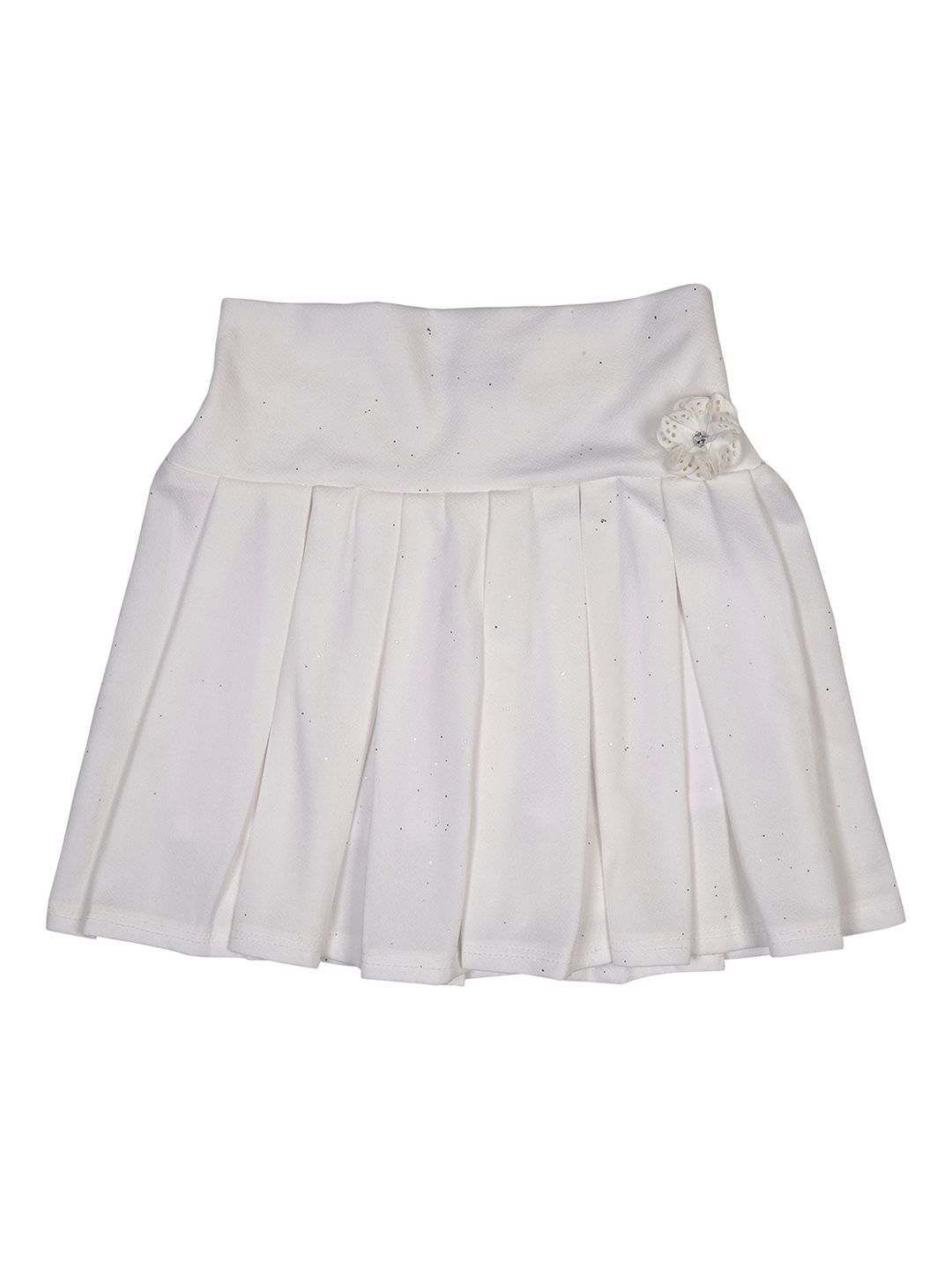 Albion Girls White Solid Pleated Flared Skirts