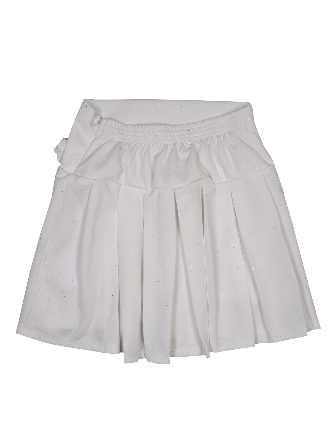Albion Girls White Solid Knee Length Flared Skirts