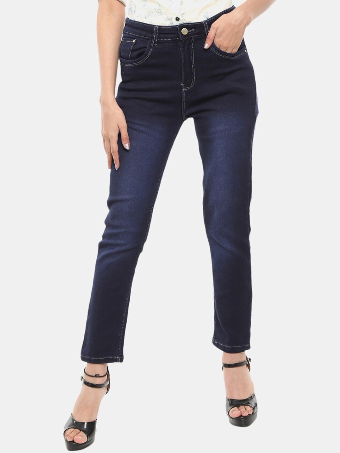 V-Mart Women Blue Light Fade Cotton Jeans