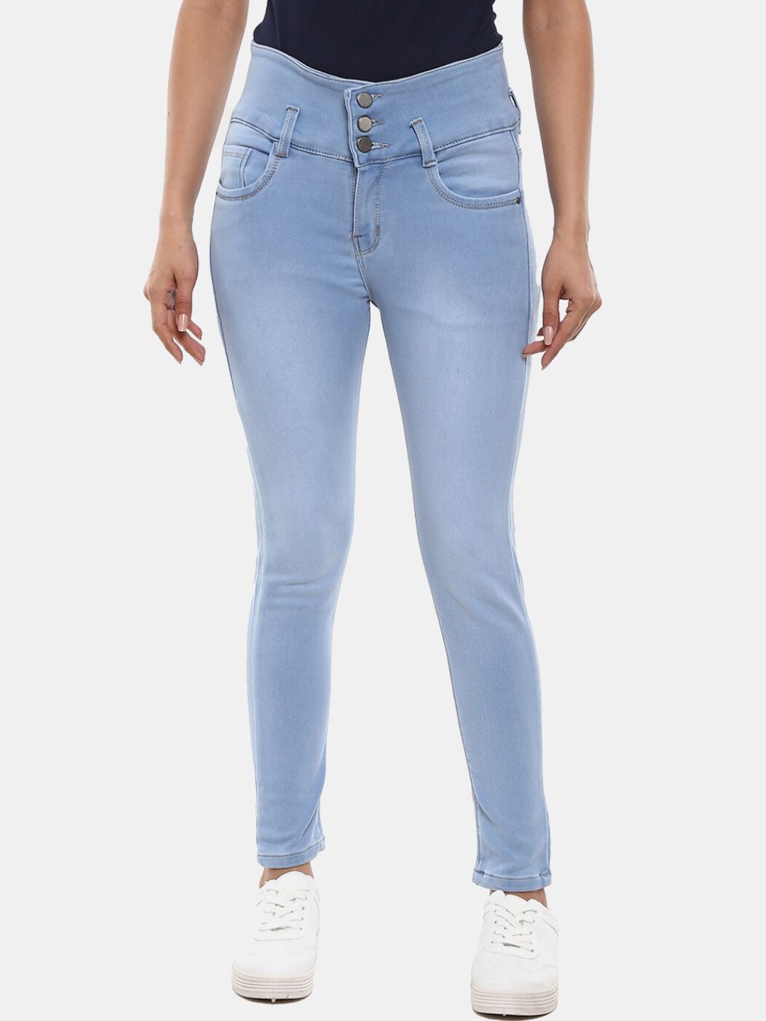 V-Mart Women Blue Slim Fit High-Rise Light Fade Jeans Price in India