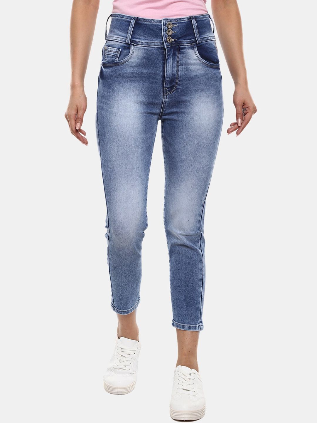 V-Mart Women Blue Heavy Fade Mid-Rise Jeans Price in India