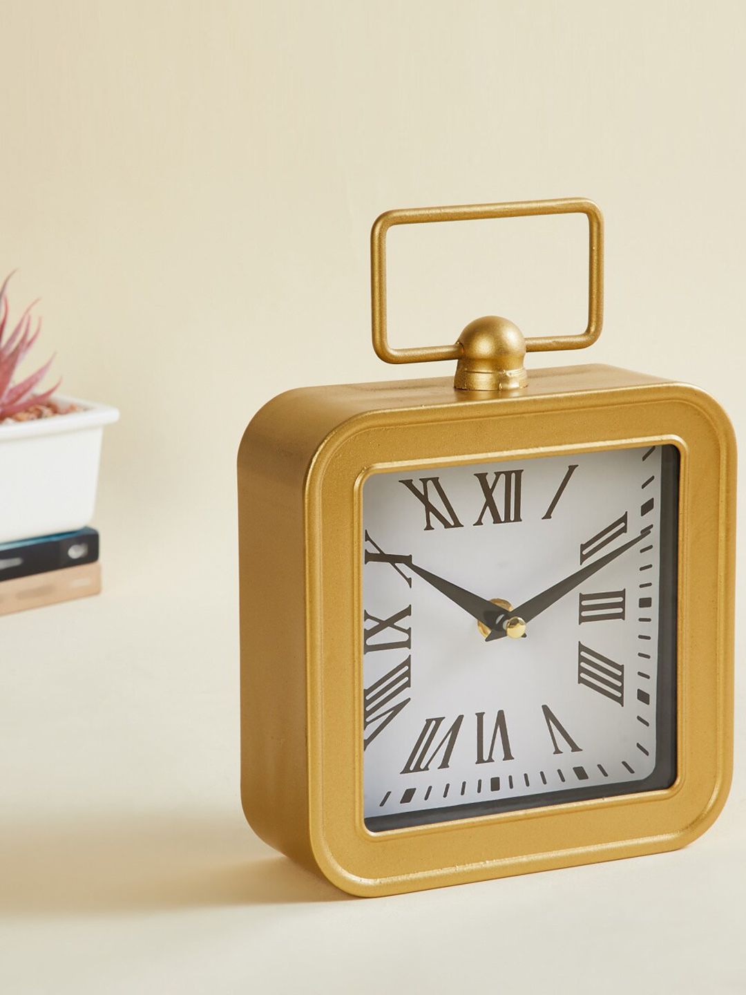 Home Centre Gold-Toned Contemporary Table Clock Price in India