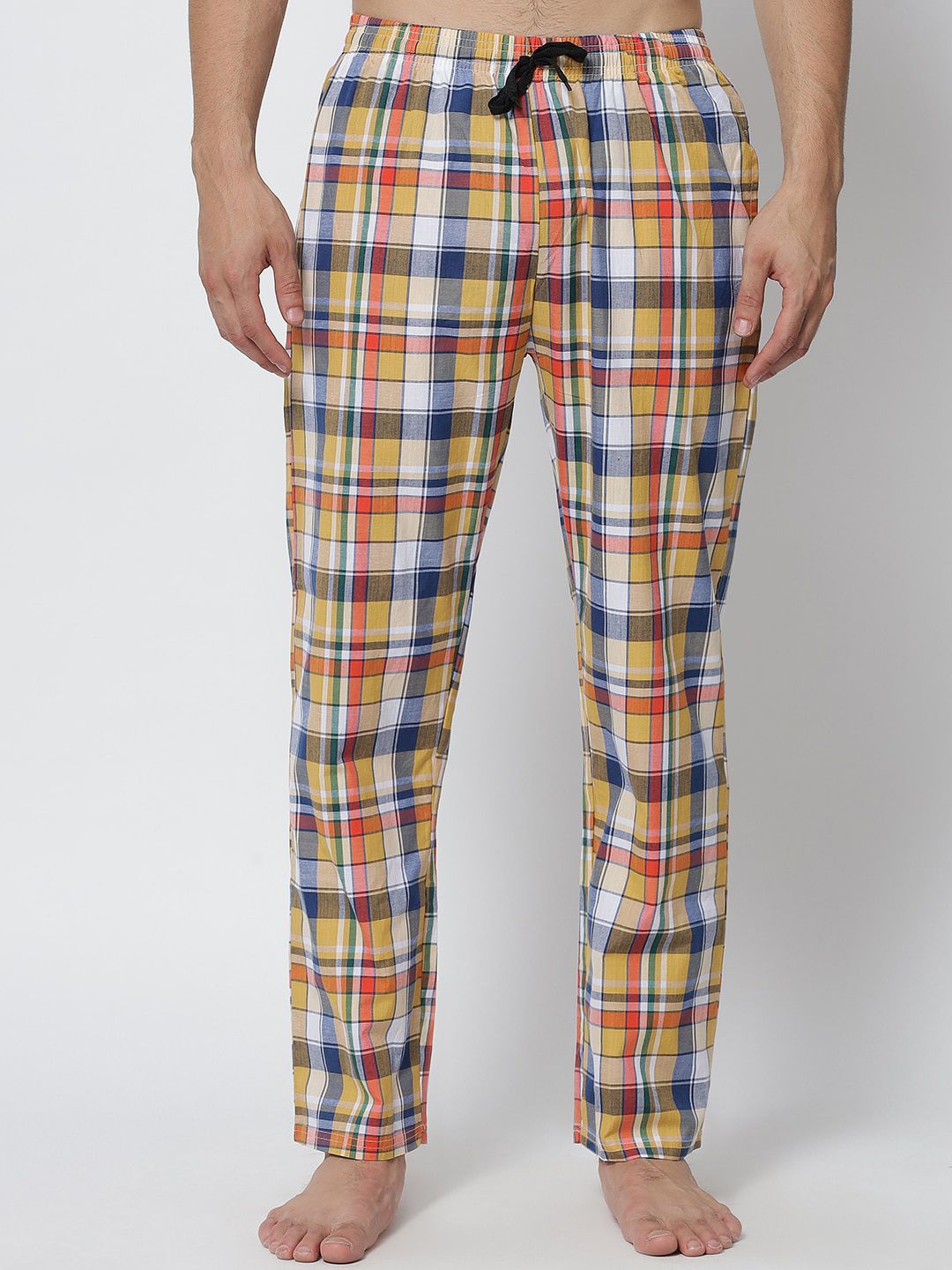 FFLIRTYGO Men Multicoloured Checked Cotton Lounge Pants