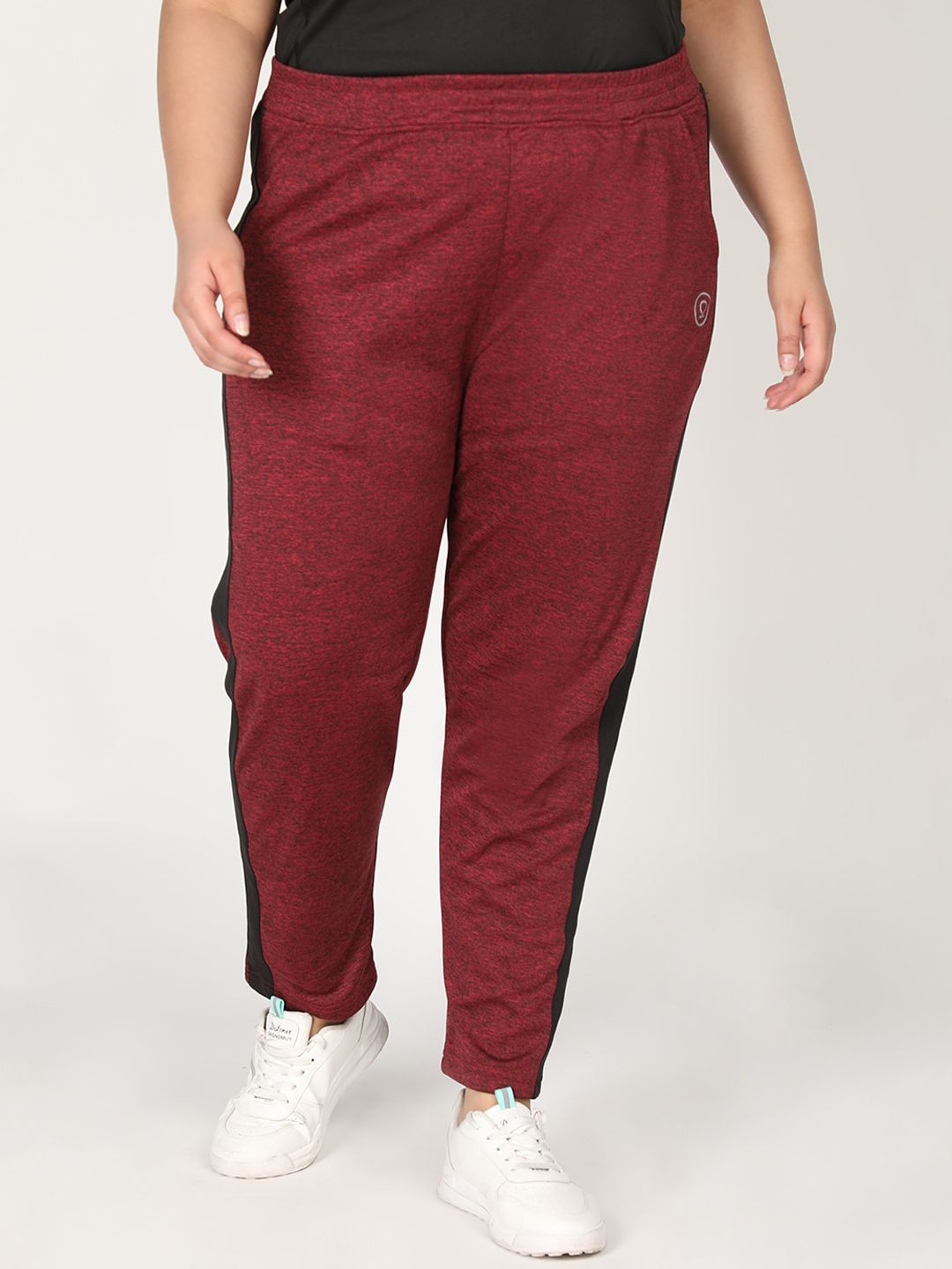 CHKOKKO Plus Women Red Solid Regular Fit Cotton Track Pants Price in India