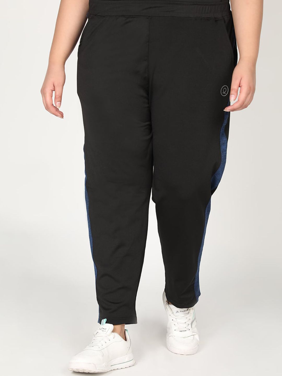 CHKOKKO Plus Women Black Solid Track Pants Price in India