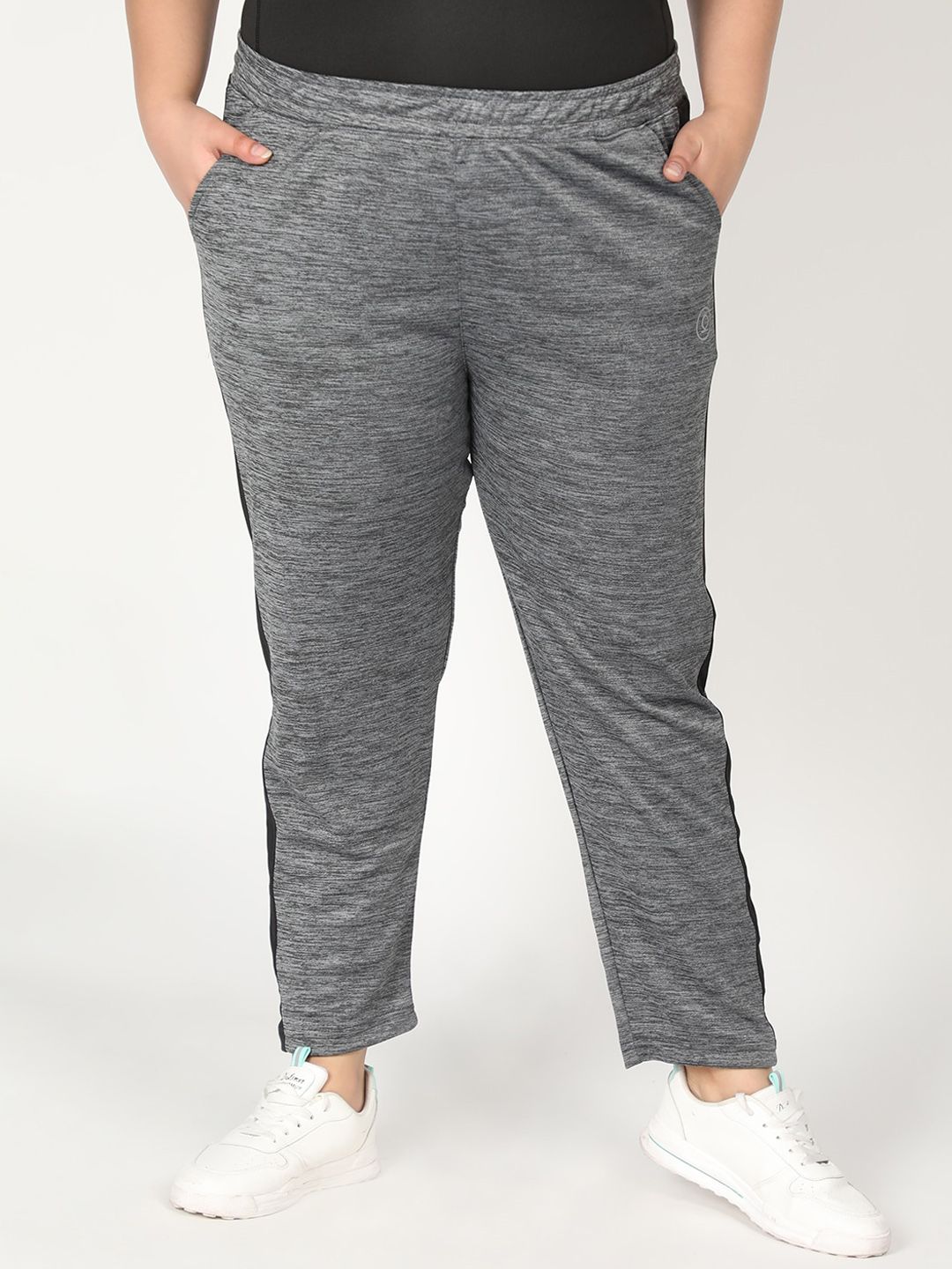 CHKOKKO Plus Women Grey Solid Track Pants Price in India