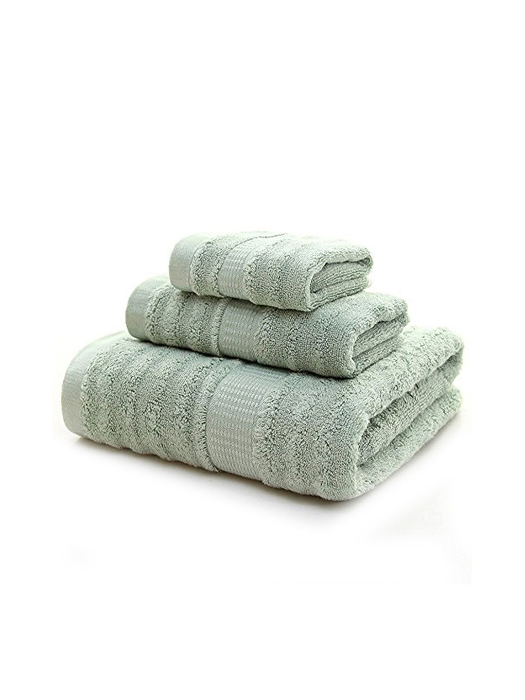 MUSH Set Of 3 Green Bamboo 600 GSM Ultra Soft & Eco Friendly Towel Set Price in India
