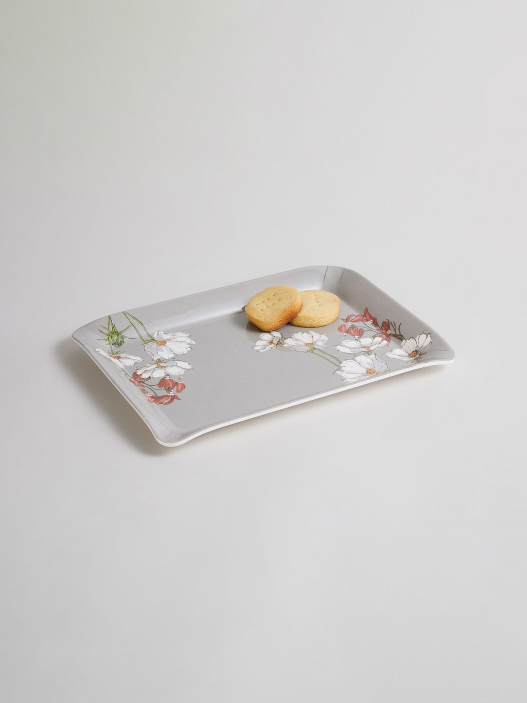 Home Centre Grey & White Printed Rectangular Tray Price in India