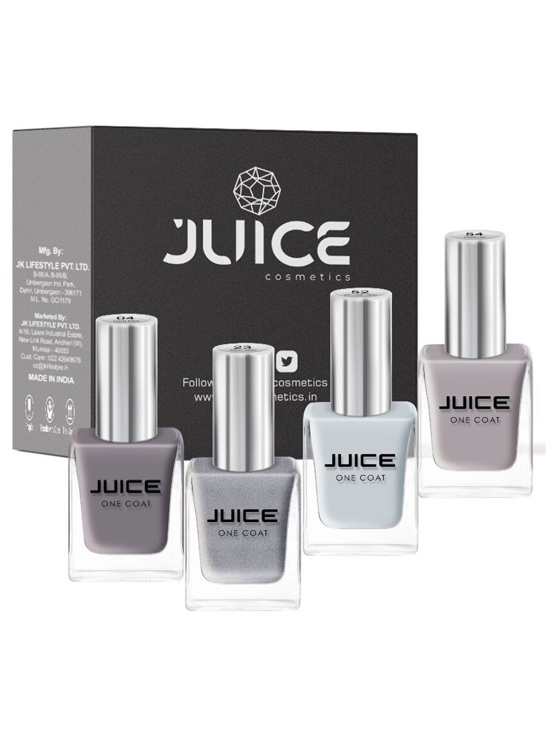 JUICE Set Of 4 Light Mink-04 Steel Gray-23 Natural Gray-52 Dark Oat-53 Nail Polish