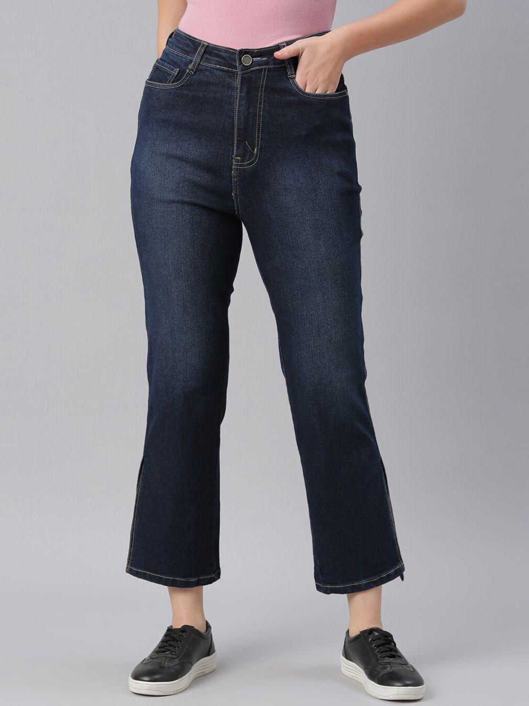 ZHEIA Women Blue High-Rise Light Fade Stretchable Cotton Jeans Price in India