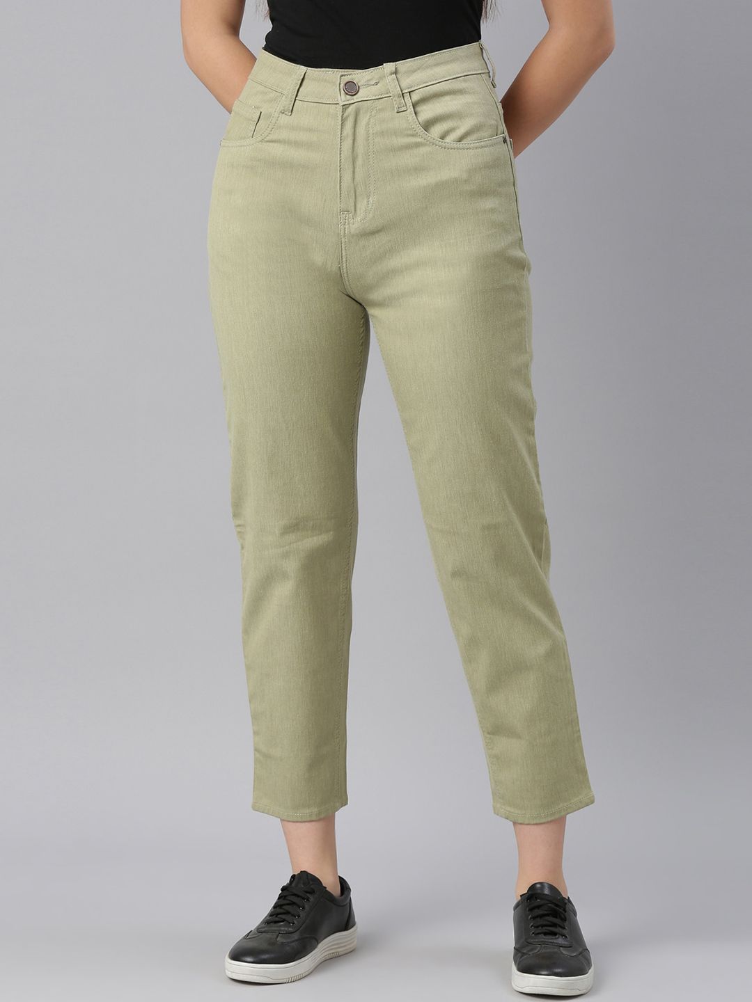 ZHEIA Women Green Relaxed Fit High-Rise Stretchable Jeans Price in India