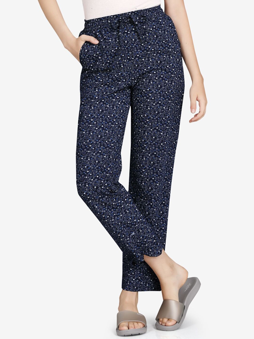 VASTRADO Women Navy Blue Printed Lounge Pants Price in India