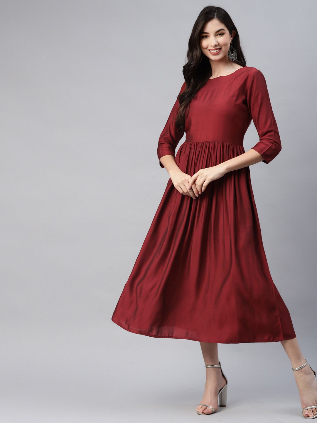 Aarika Red A-Line Midi Dress Price in India