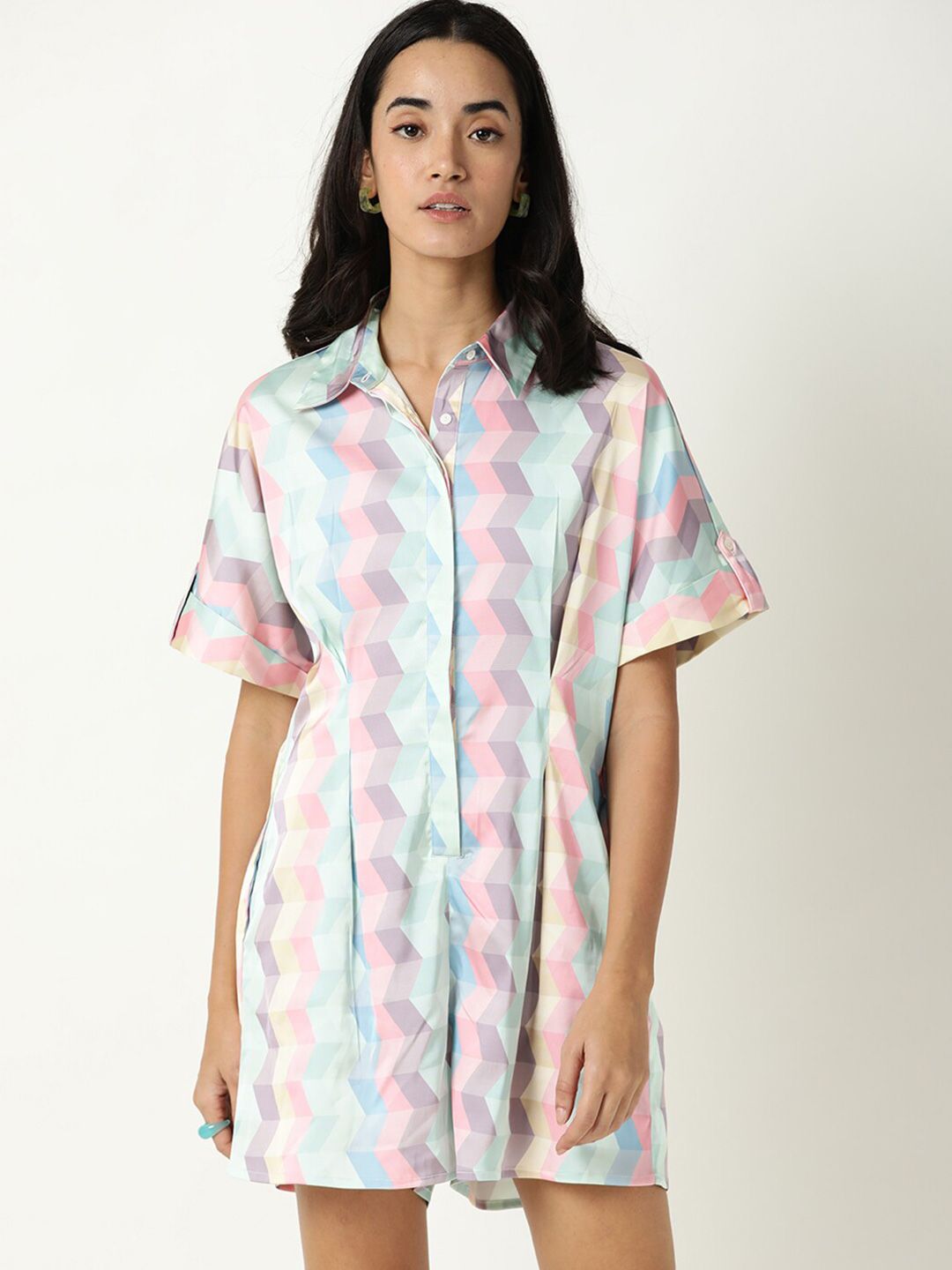 RAREISM Blue & Pink Printed Jumpsuit Price in India