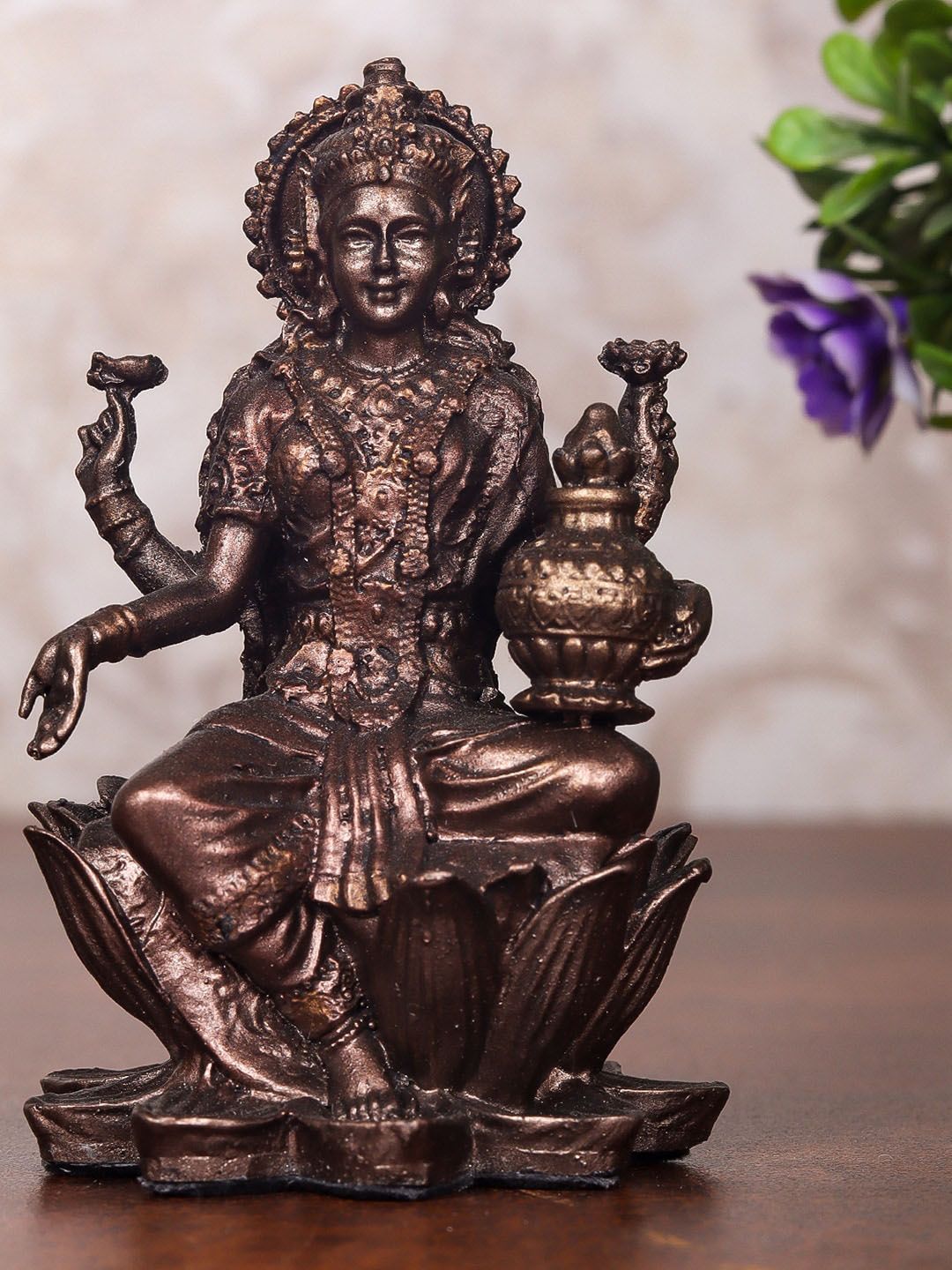 StatueStudio Metallic-Toned Textured Mini Laxmi Showpiece Price in India