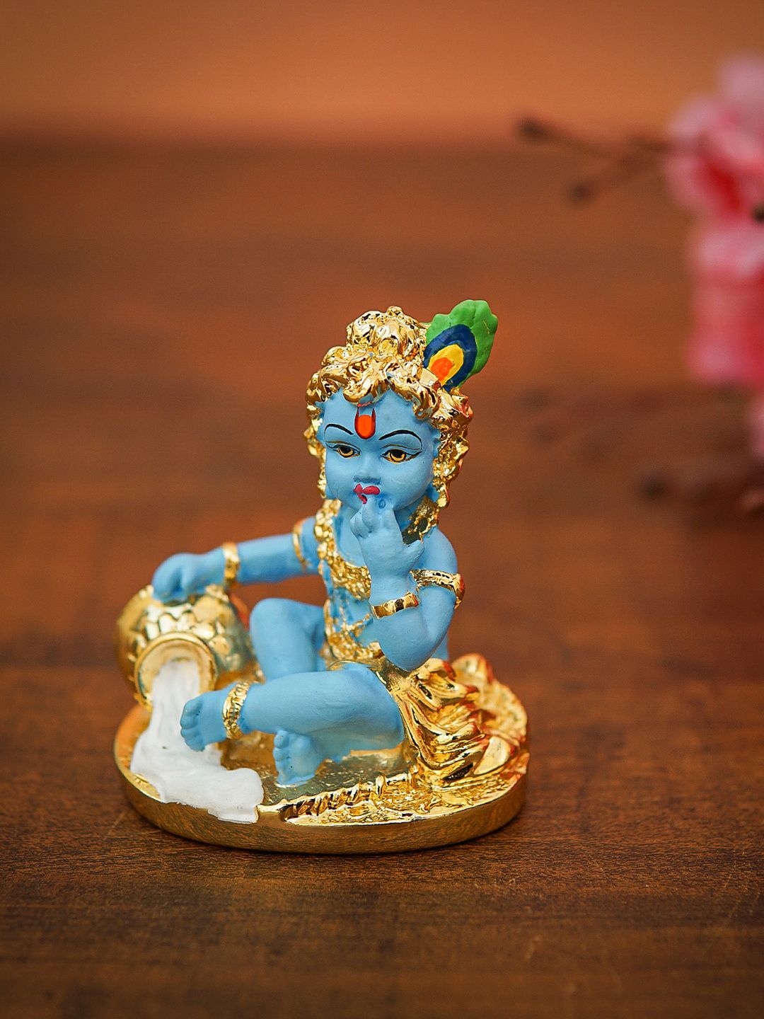 StatueStudio Gold-Toned & Blue Bal Gopal Showpiece Price in India