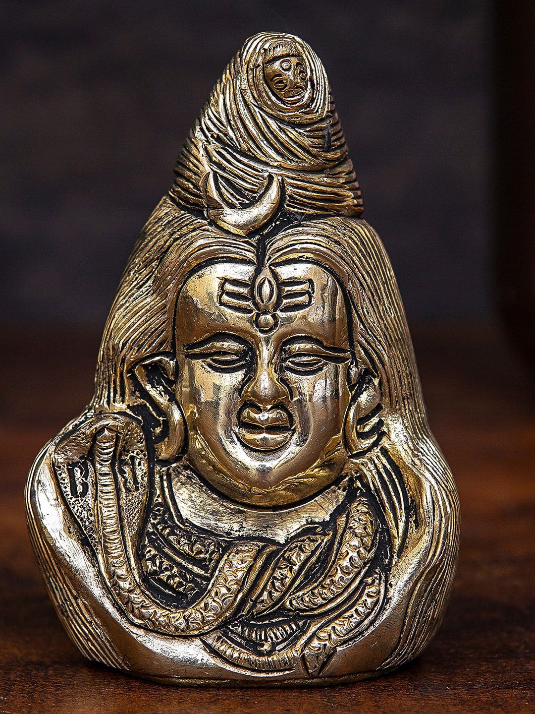 StatueStudio Gold-Toned Shiva Head Small Idol Showpieces Price in India