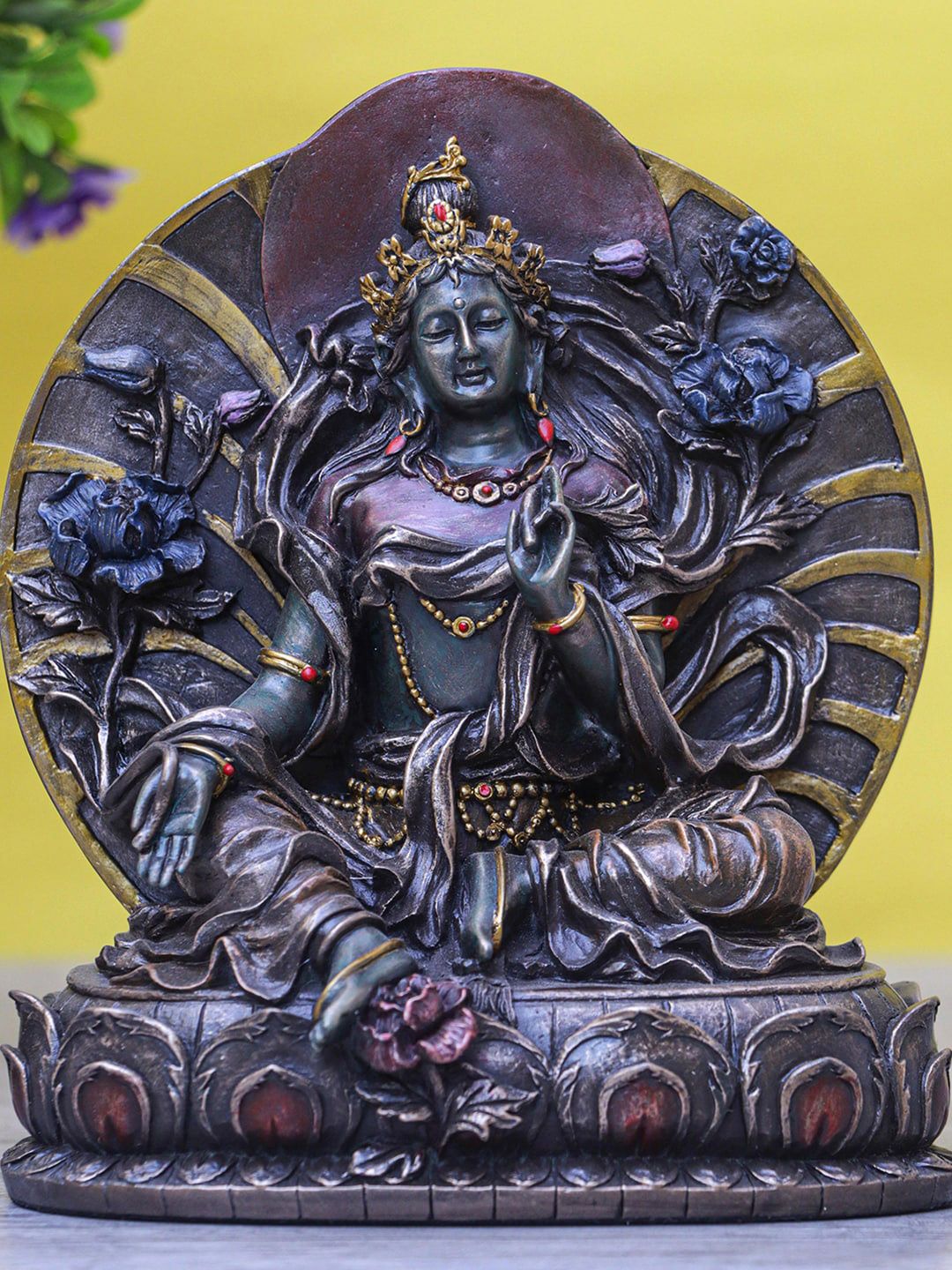 StatueStudio Brown & Gold-Toned Tara Statue Showpiece Price in India