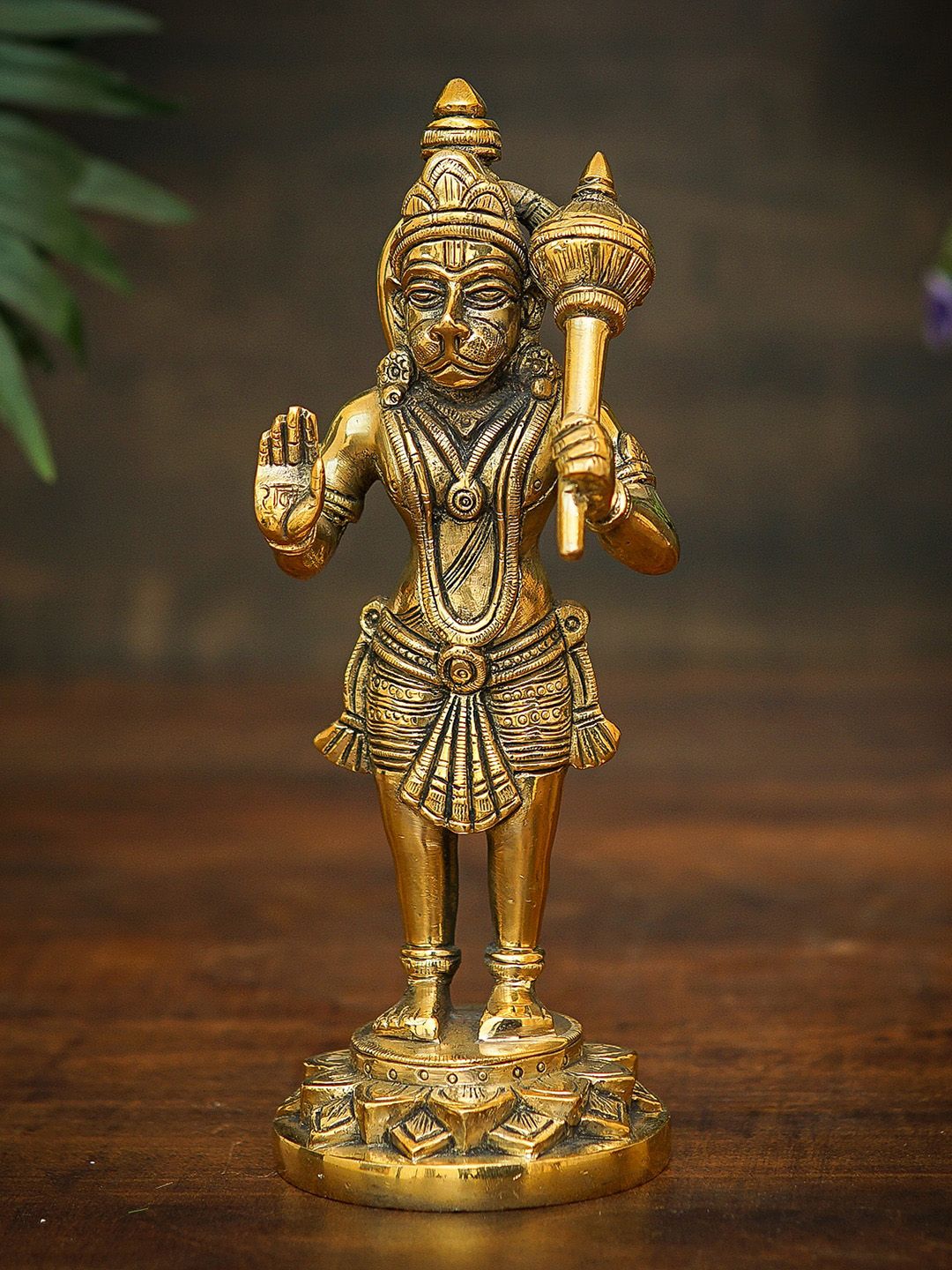 StatueStudio Gold-Toned Textured Hanuman Standing Showpiece Price in India