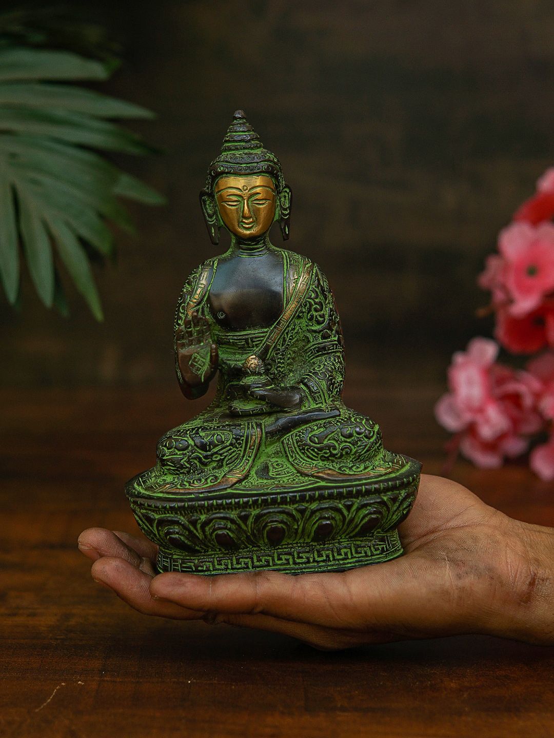StatueStudio Black & Green Buddha  Idol Showpiece Price in India