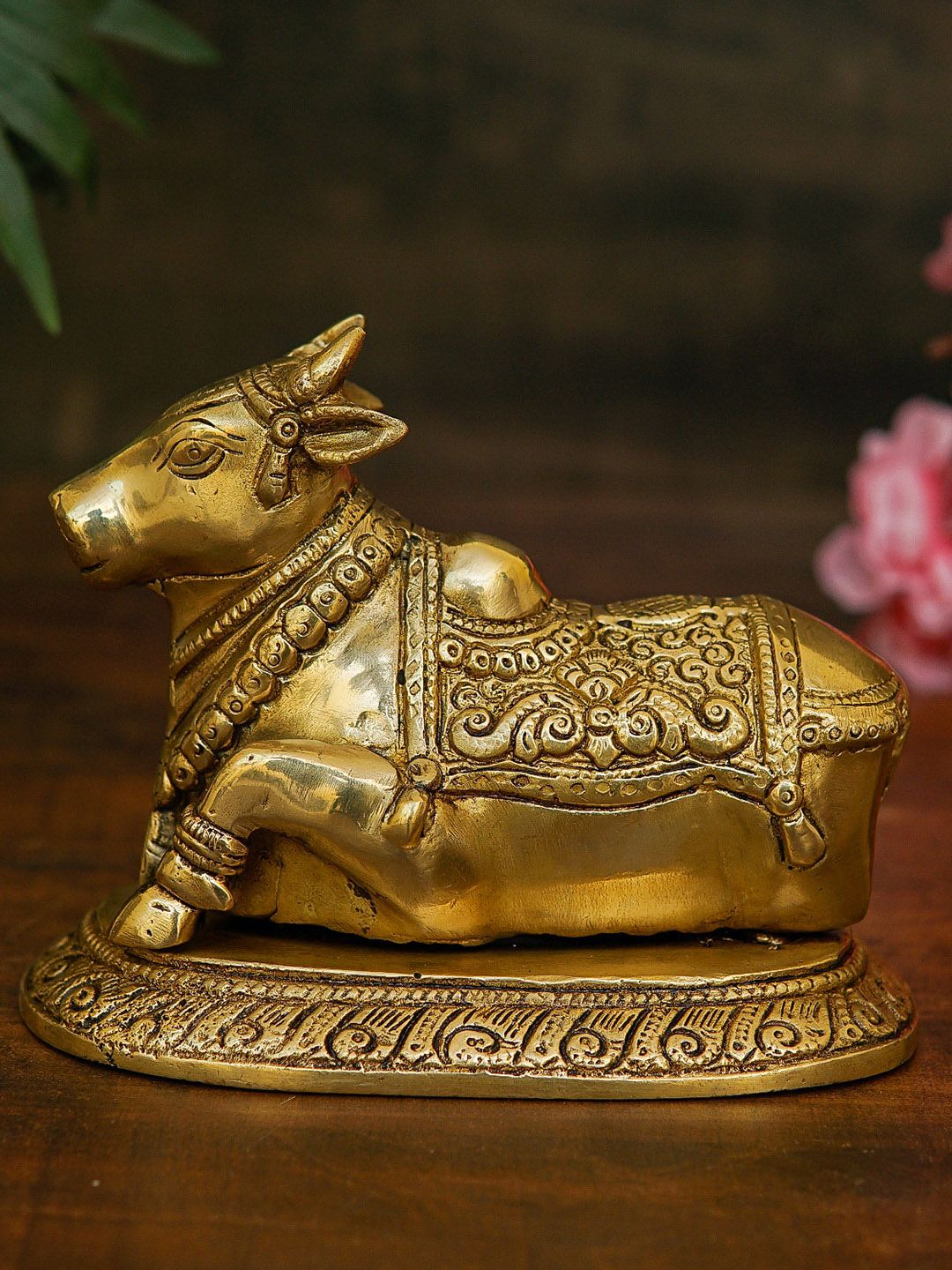 StatueStudio Gold-Toned Antique Shiva Nandi Idol Showpieces Price in India