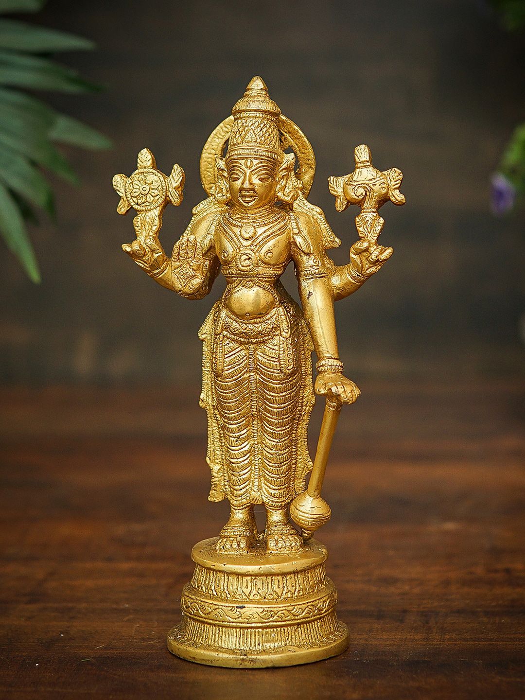 StatueStudio Brass Gold-Toned Lord Vishnu Idol Price in India